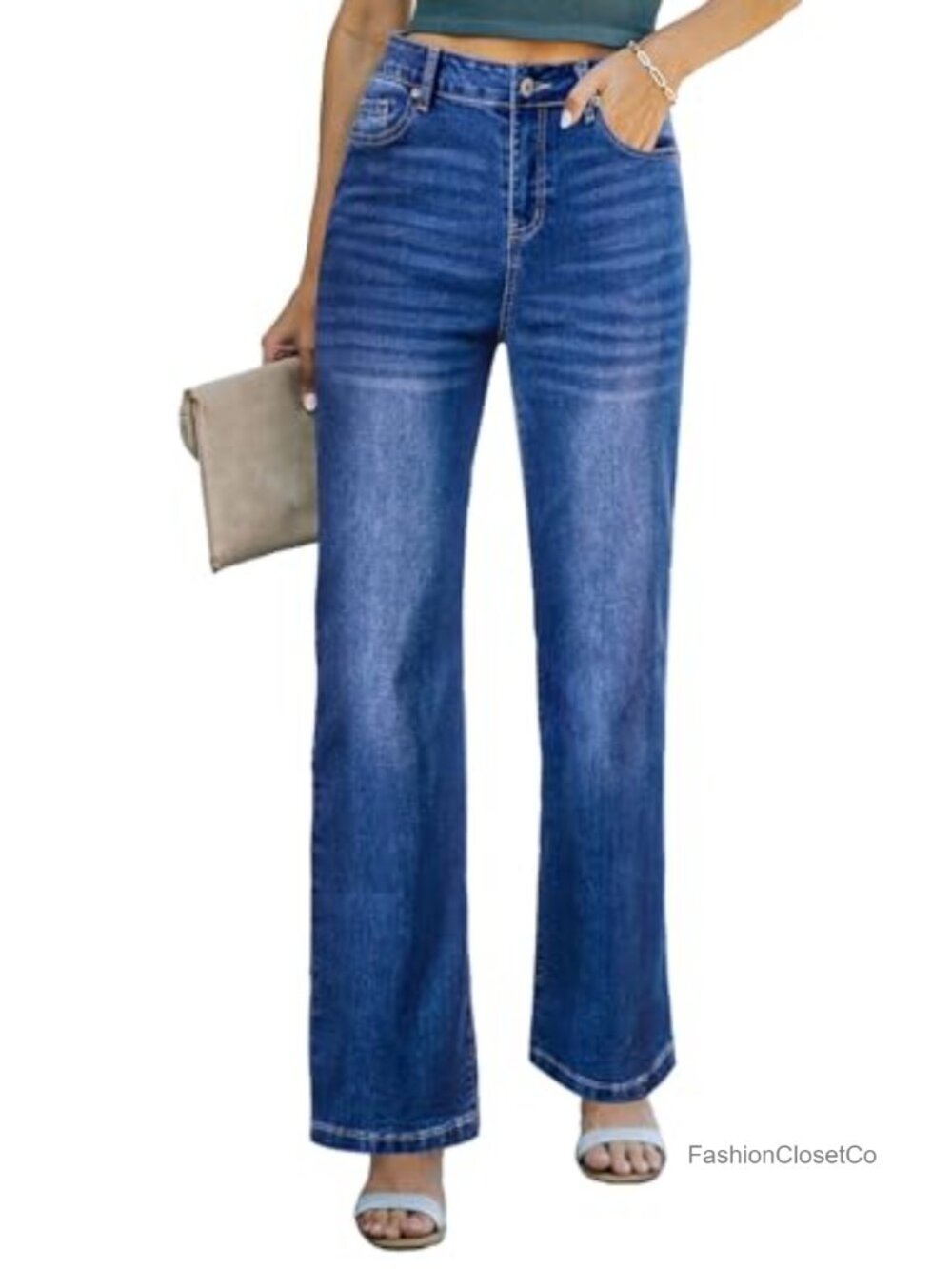 High Waisted Wide Leg Jeans Straight Denim Pants